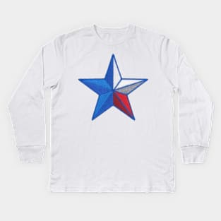 Embroidery American Flag Sticker Kids Long Sleeve T-Shirt